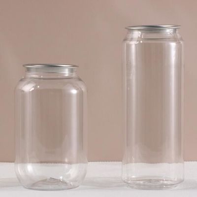 Leak Proof Food Safe PET Plastic Can Snap On Lid Durable Beverage Container