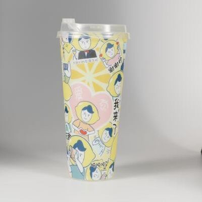 Customized Logo Plastic PP Cup With Dome Lid for Juice Beverage Coffee and Boba Tea - Eco Friendly