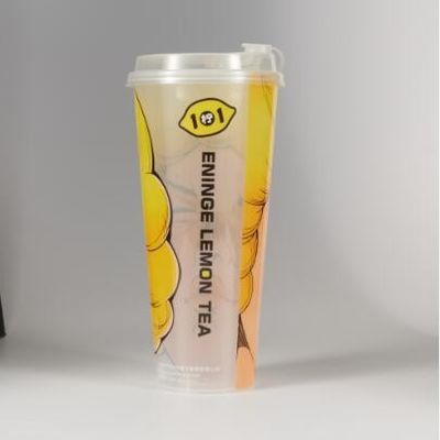 Özel Logo Yuvarlak Tek kullanımlık Restoranlar için Kapaklı Plastik Kupa