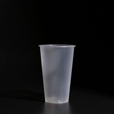 Clear White Disposable Plastic Cups with Lids For Juice And Boba Tea