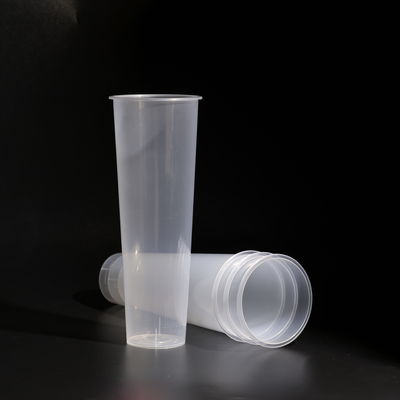 1000ML PP Plastic Cup With Flat / Dome Lid For Cold Drinks Boba Tea