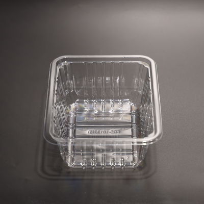 Tray makanan persegi panjang PET yang dapat ditumpuk ramah lingkungan untuk persiapan makanan