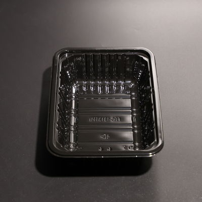 FDA Approved Stackable BPA Free Plastic Reusable Rectangular Food Tray With Black Color