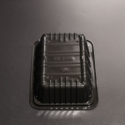 FDA Approved Stackable BPA Free Plastic Reusable Rectangular Food Tray With Black Color