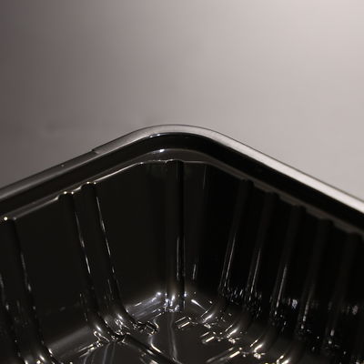 FDA Approved Stackable BPA Free Plastic Reusable Rectangular Food Tray With Black Color
