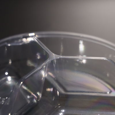 BPA Free Clear Round 3 compartment PET Food Tray Multi Purpose With Cold Food