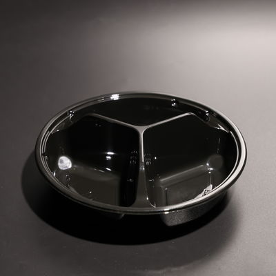 Stackable 3-Compartment Plastic Food Tray for Different Foods