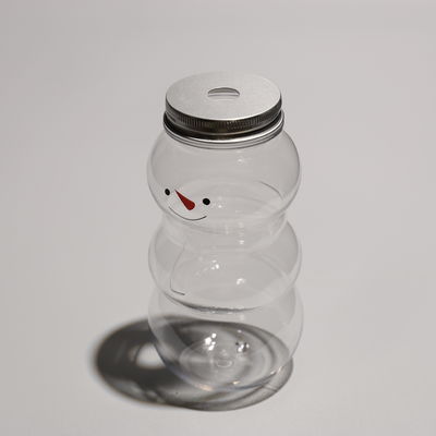 Snowman Eco Friendly PET Plastic Bottle With Customizable Caps For Beverage