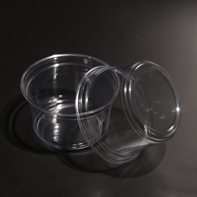 Convenient PET Plastic Disposable Cup 12oz Capacity Clear Bowl with Lid