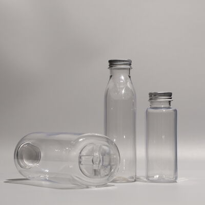 Transparent Food Grade Plastic Bottles Featuring Aluminum Cap Suitable for Pharmaceutical and Food Industry Packaging Needs