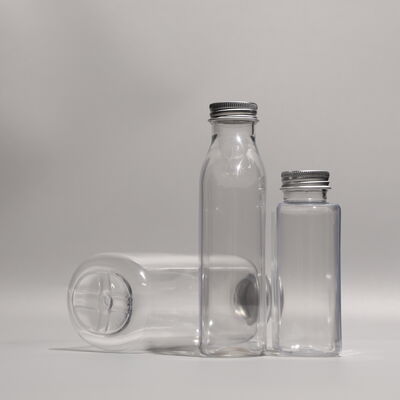 Transparent Food Grade Plastic Bottles Featuring Aluminum Cap Suitable for Pharmaceutical and Food Industry Packaging Needs