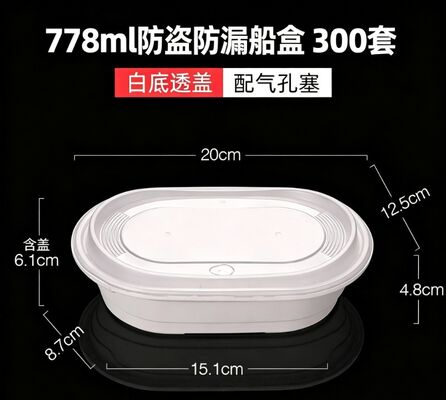 Récipient alimentaire en plastique en forme de bateau avec étiquette, parfait pour la préparation des repas, le stockage et le transport des aliments
